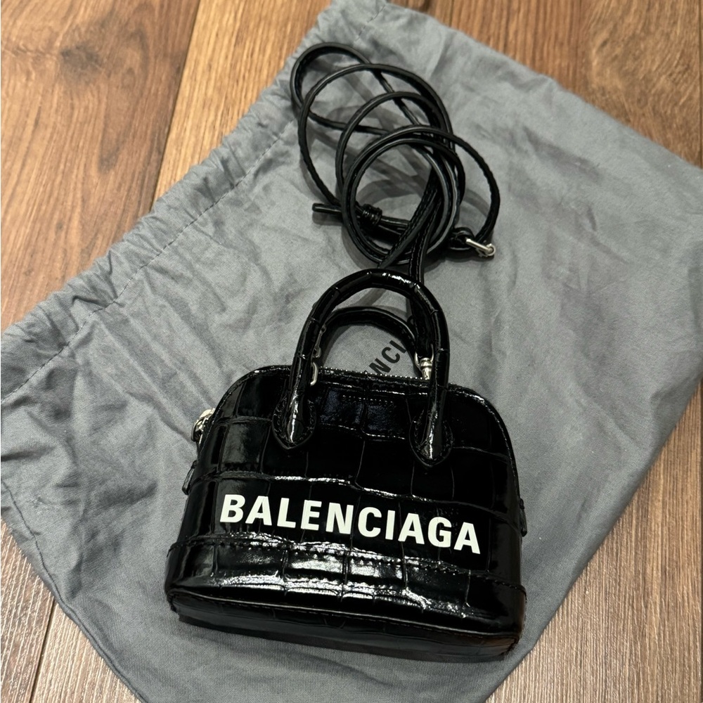Balenciaga Nano Ville Bag Croc Embossed